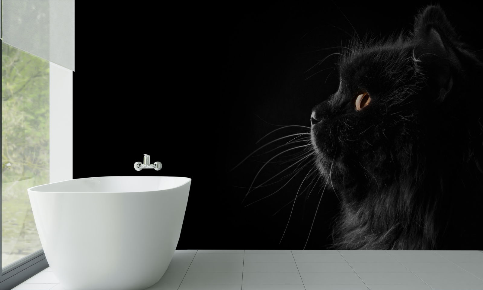 Фотошпалери золотоокий чорний кіт