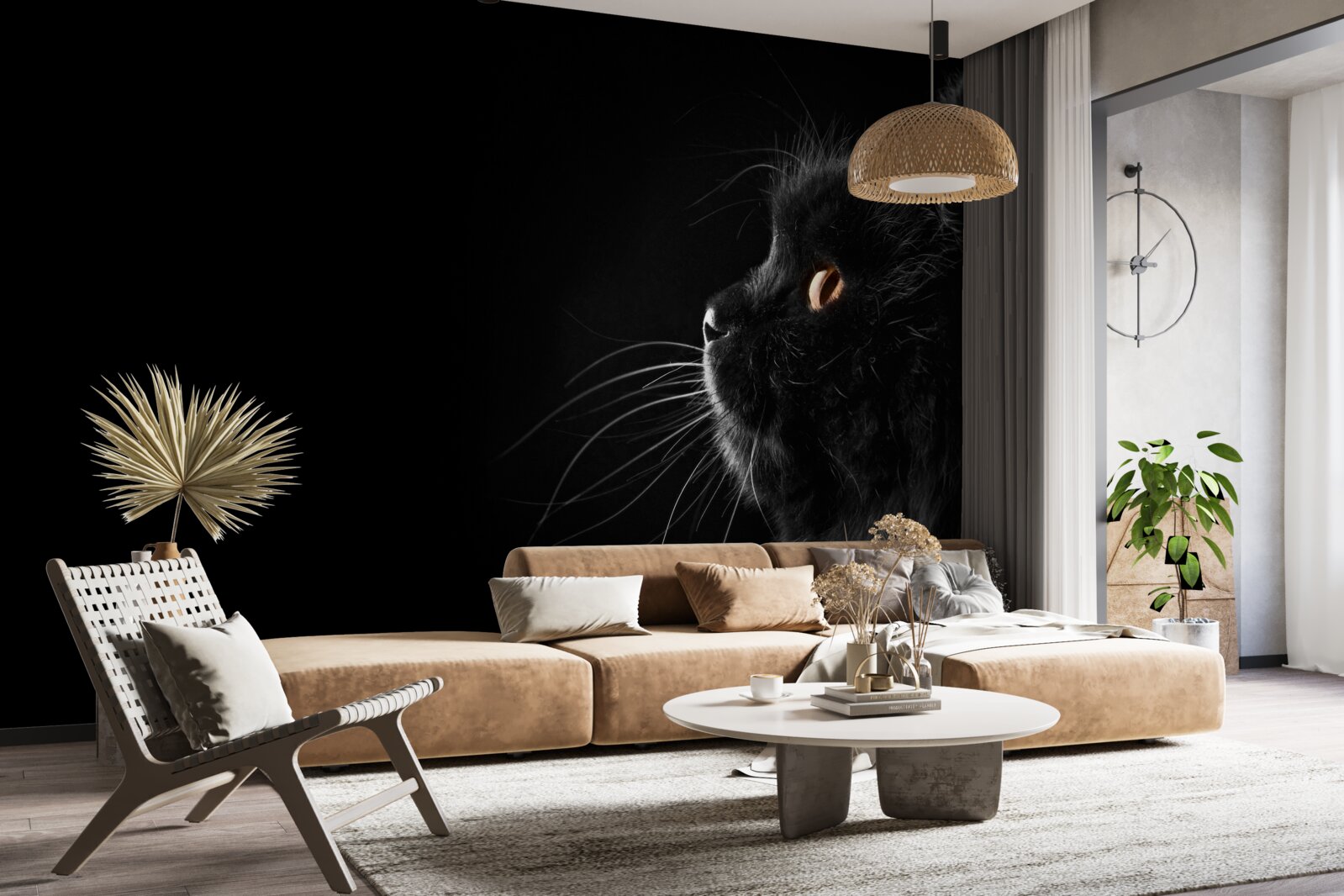 Фотошпалери золотоокий чорний кіт