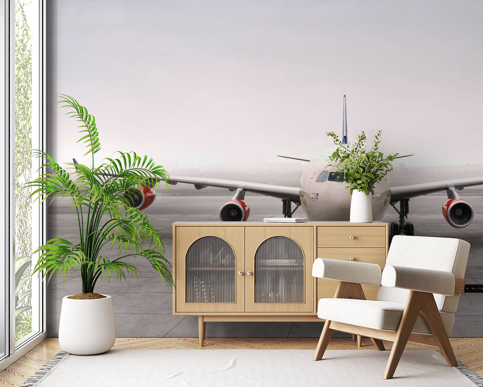 Фотошпалери літак на злітно-посадковій смузі