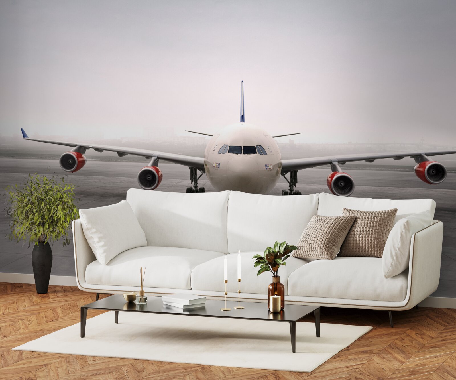 Фотошпалери літак на злітно-посадковій смузі