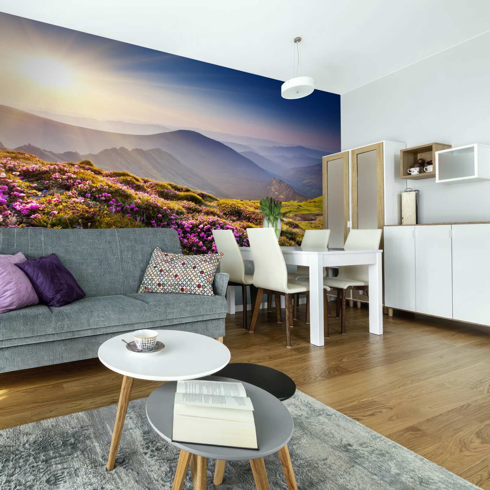 Фотошпалери вершина гори в пейзажі на сході сонця