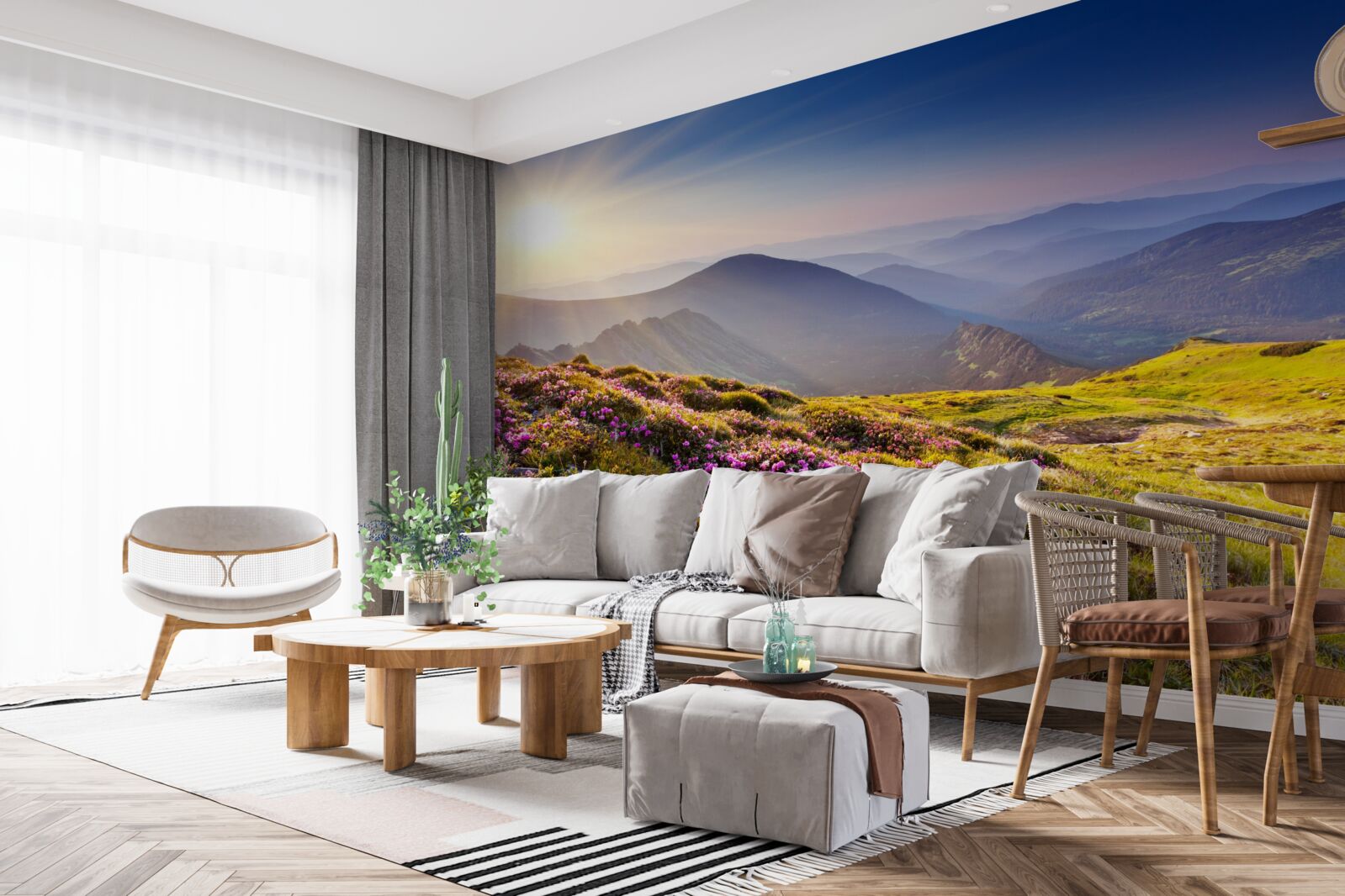 Фотошпалери вершина гори в пейзажі на сході сонця