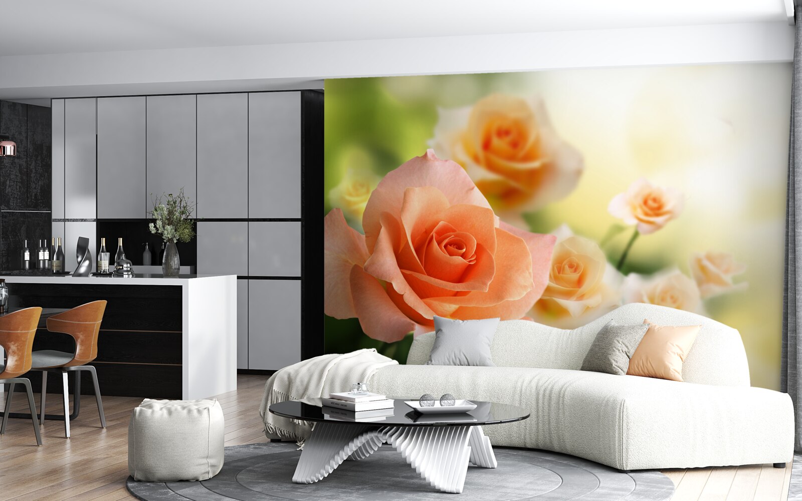 Фотошпалери легкий букет троянд, що ростуть у кущах