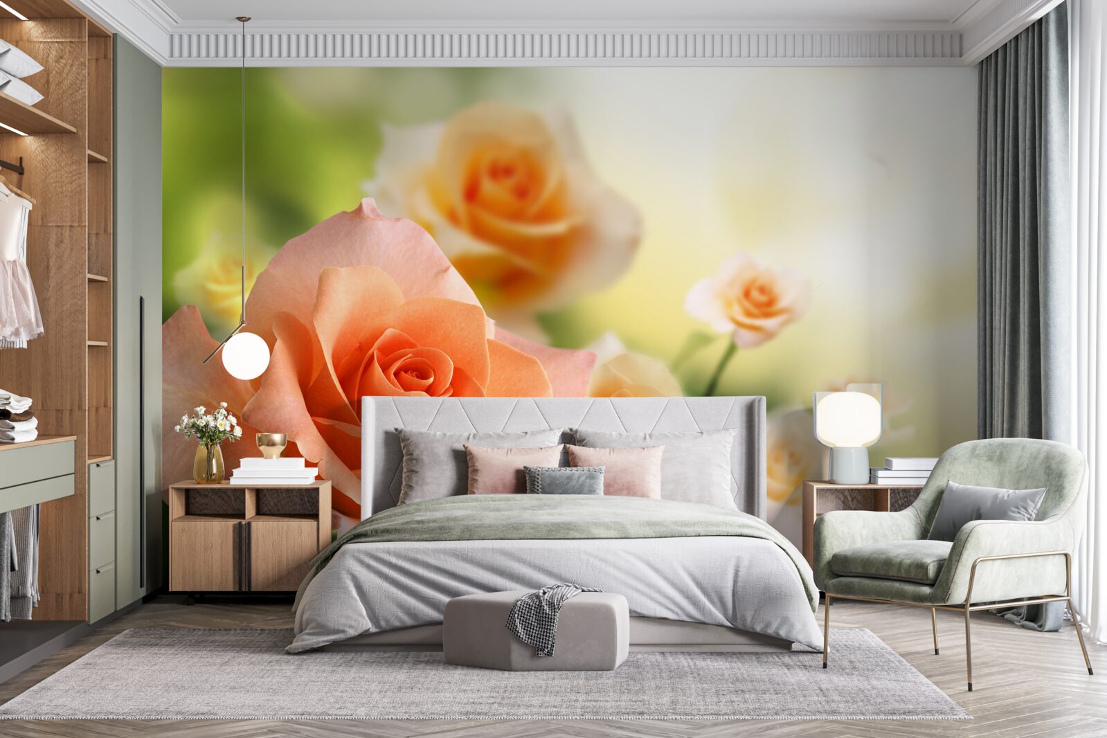 Фотошпалери легкий букет троянд, що ростуть у кущах