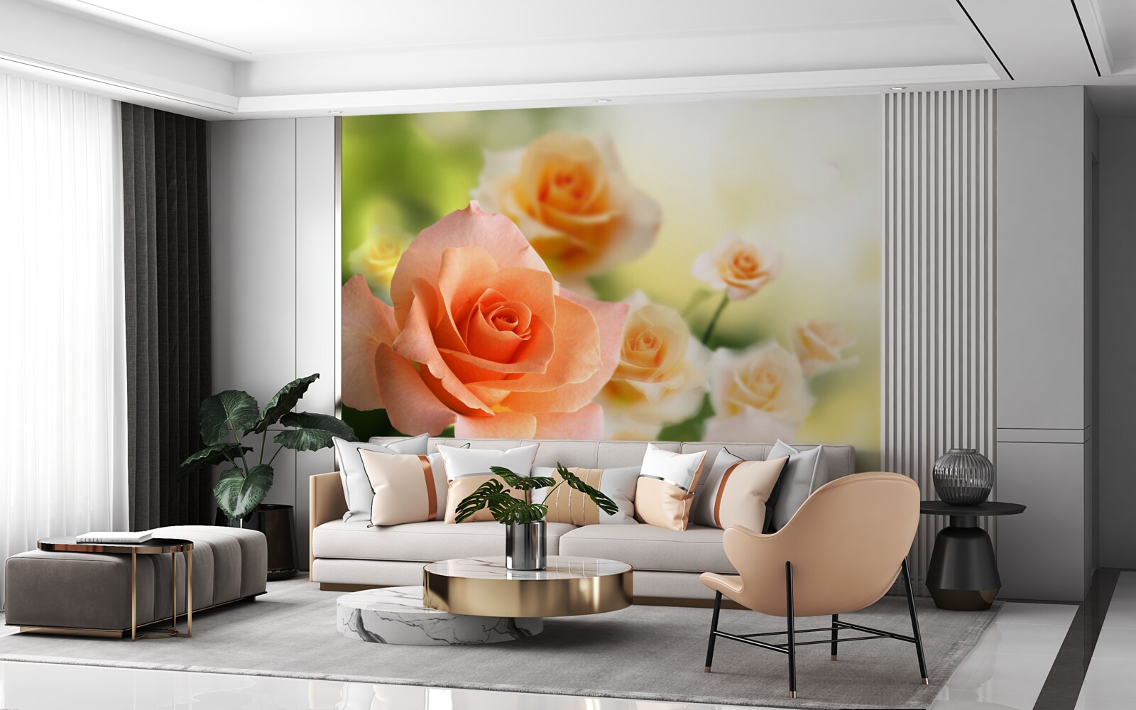 Фотошпалери легкий букет троянд, що ростуть у кущах