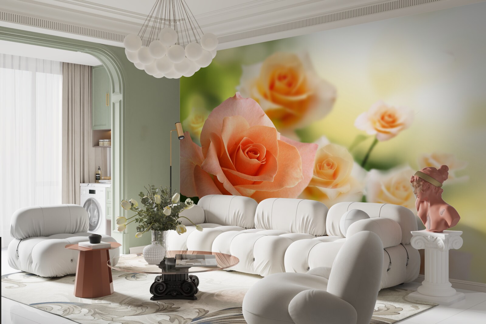 Фотошпалери легкий букет троянд, що ростуть у кущах