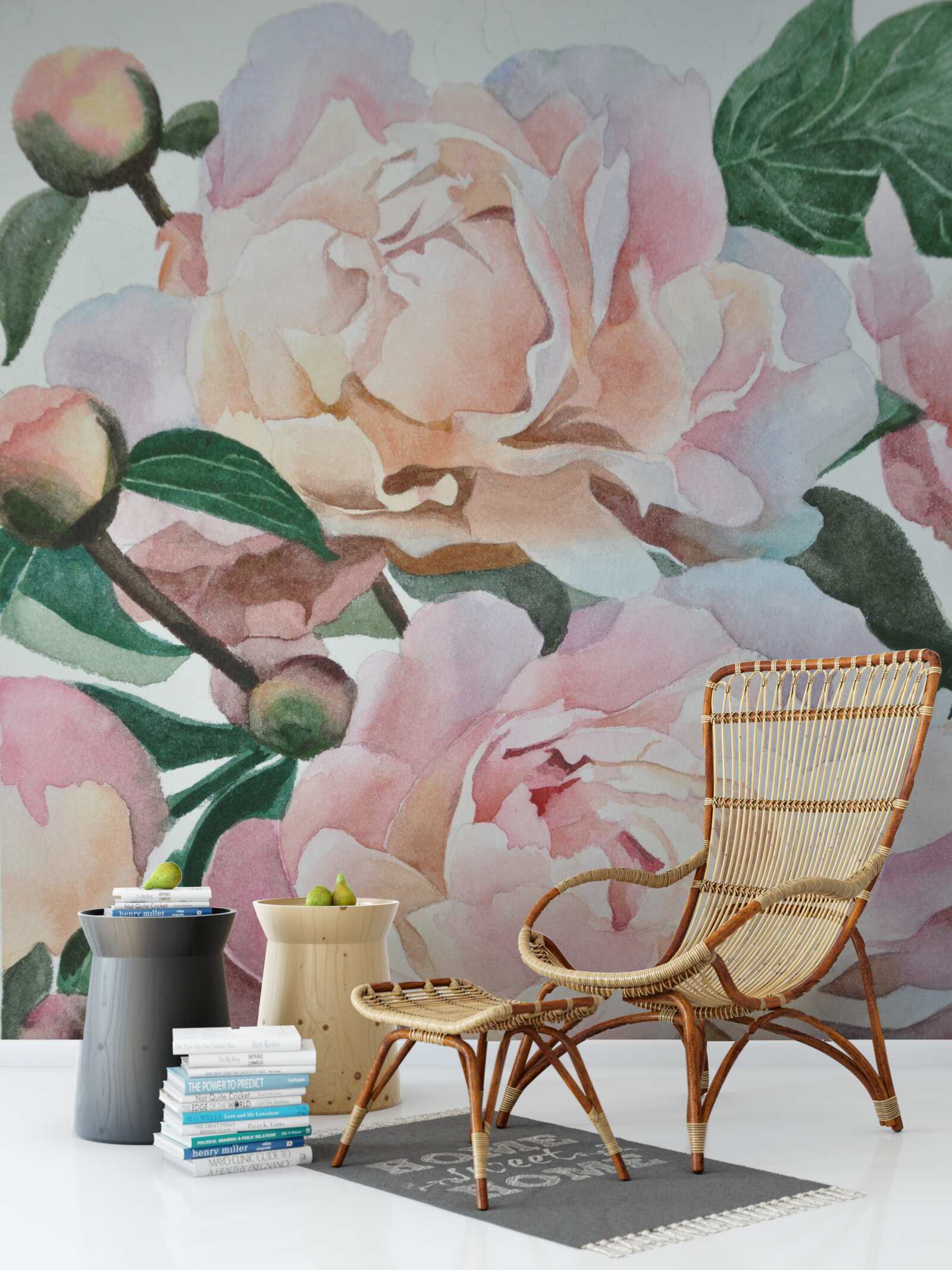 Фотошпалери півонії, намальовані аквареллю