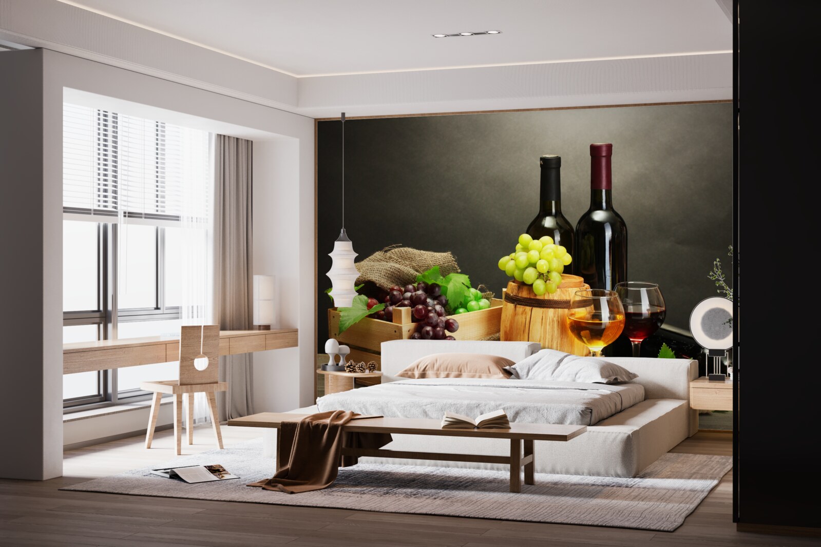 Фотошпалери грона винограду та келих вина