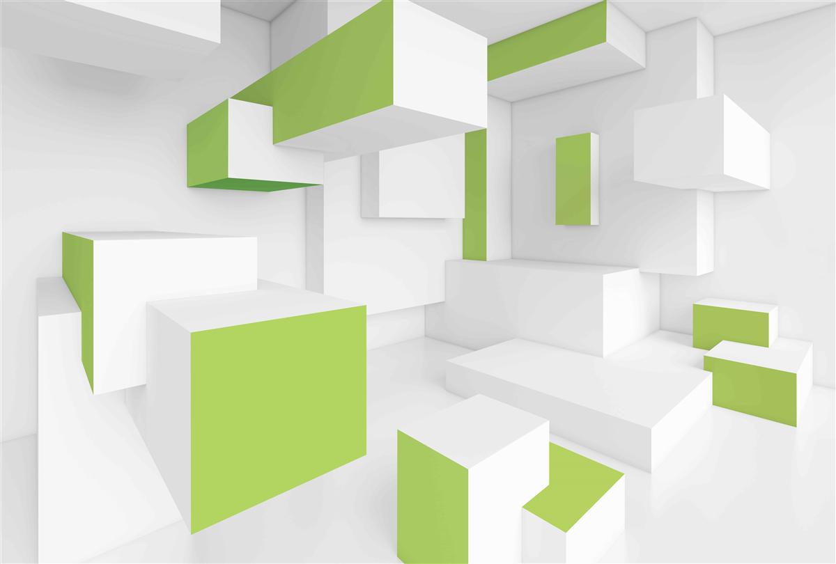 Фотошпалери прямокутні конструкції зі світло-зеленим облицюванням