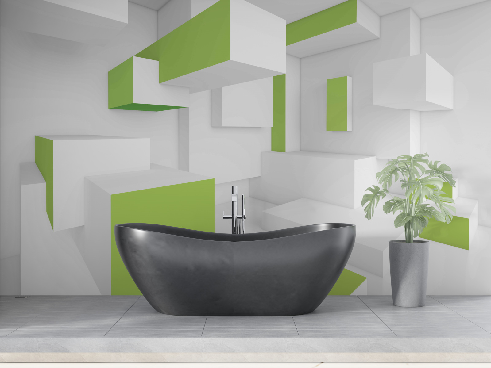 Фотошпалери прямокутні конструкції зі світло-зеленим облицюванням