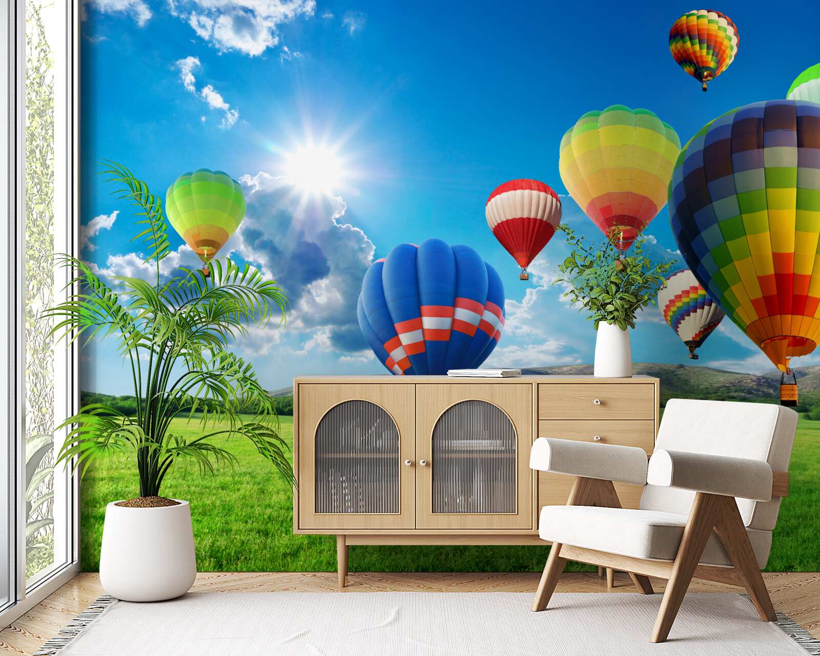 Фотошпалери повітряні кульки яскравих кольорів