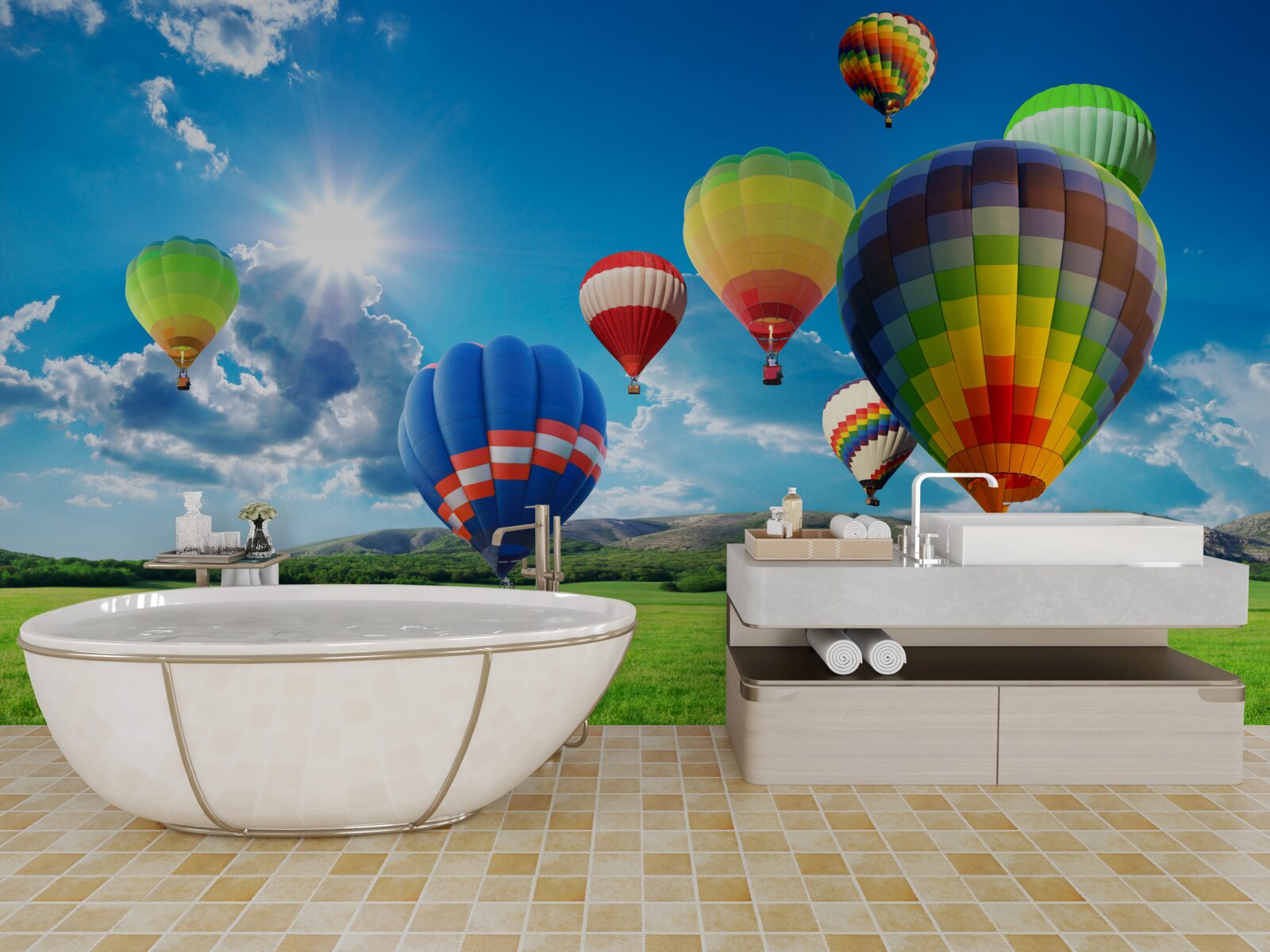 Фотошпалери повітряні кульки яскравих кольорів