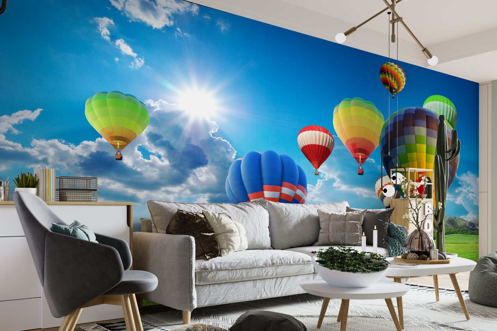 Фотошпалери повітряні кульки яскравих кольорів