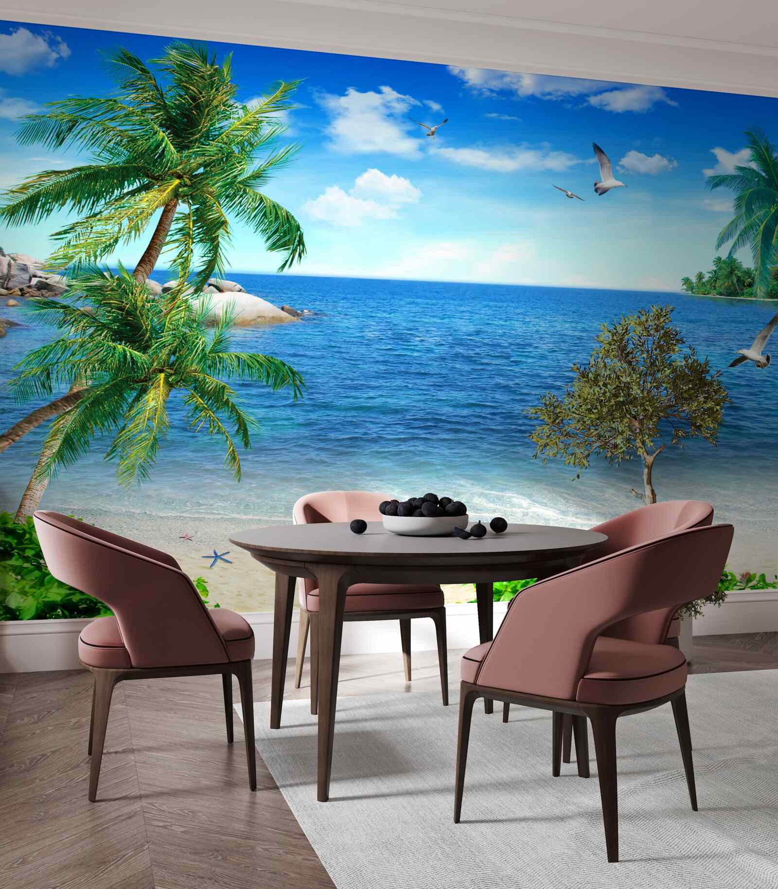 Фотошпалери берегова лінія пальм у тропічному регіоні