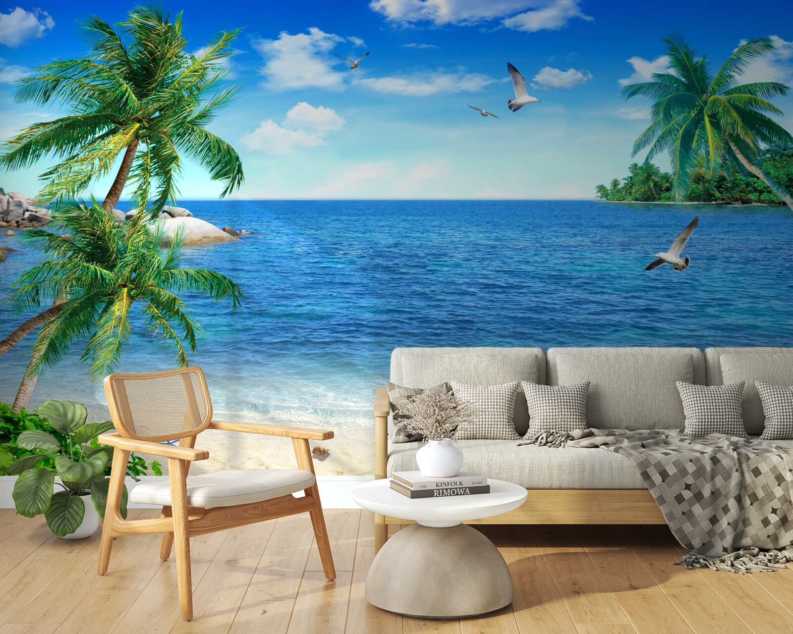 Фотошпалери берегова лінія пальм у тропічному регіоні