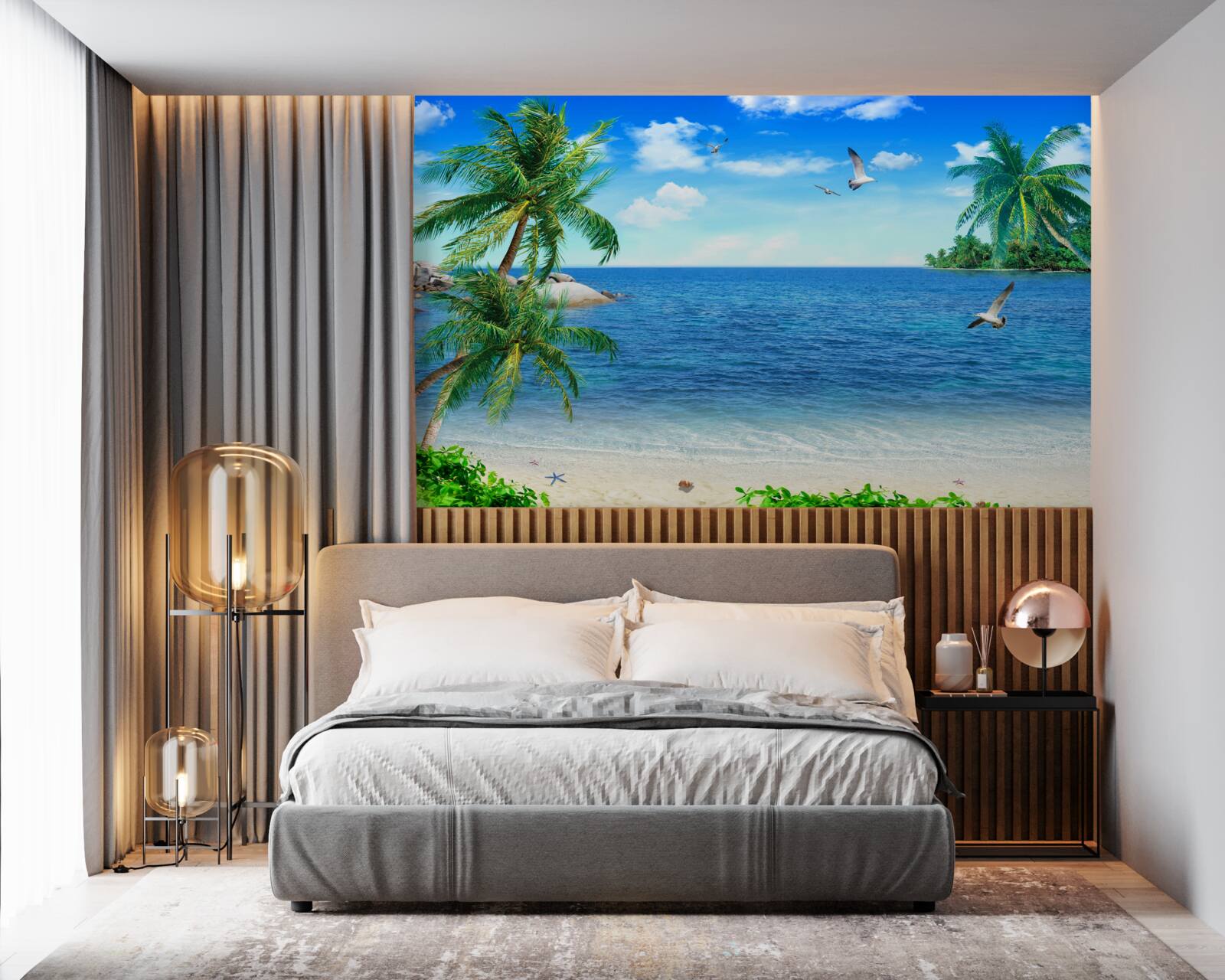 Фотошпалери берегова лінія пальм у тропічному регіоні