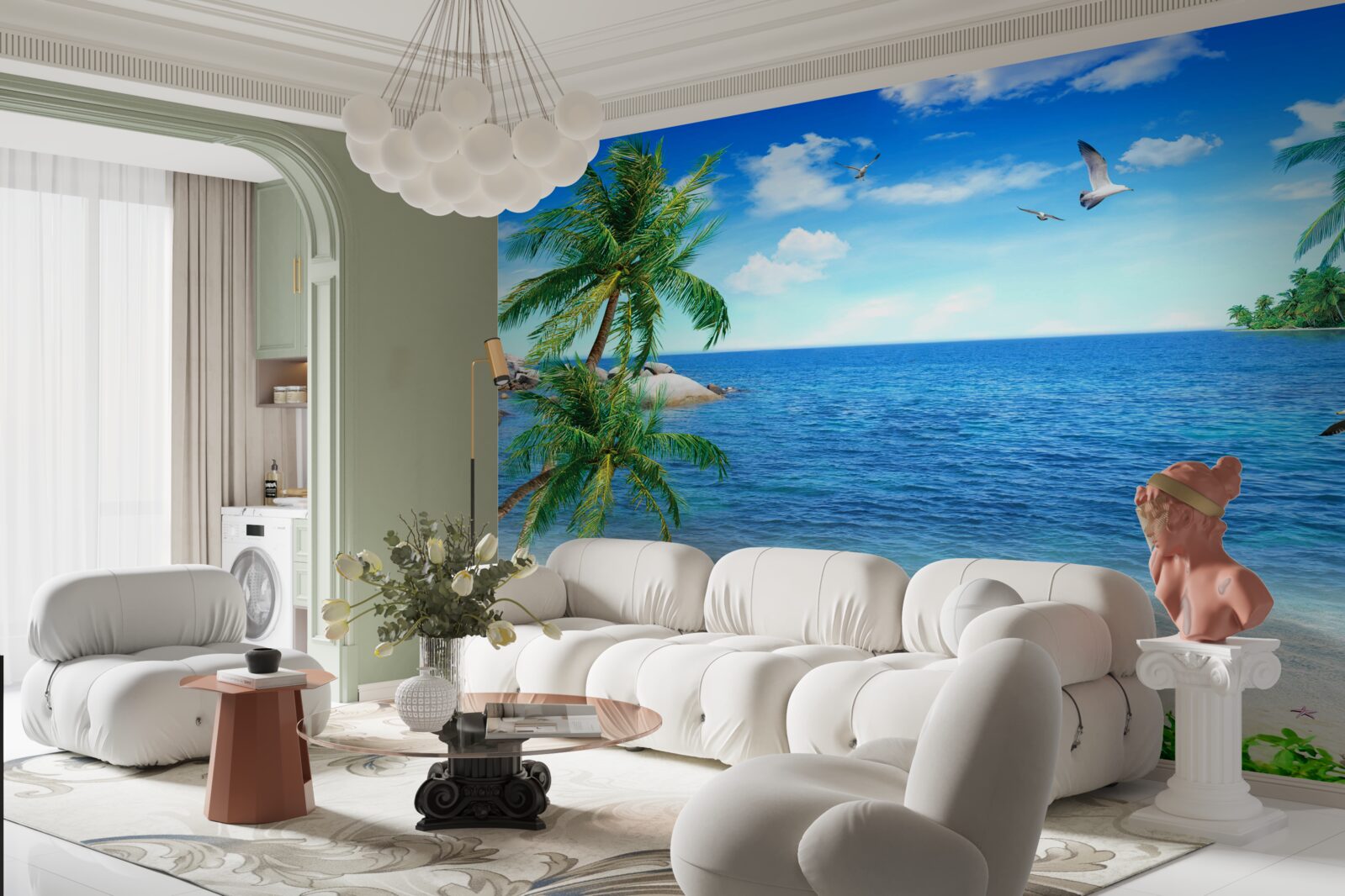 Фотошпалери берегова лінія пальм у тропічному регіоні