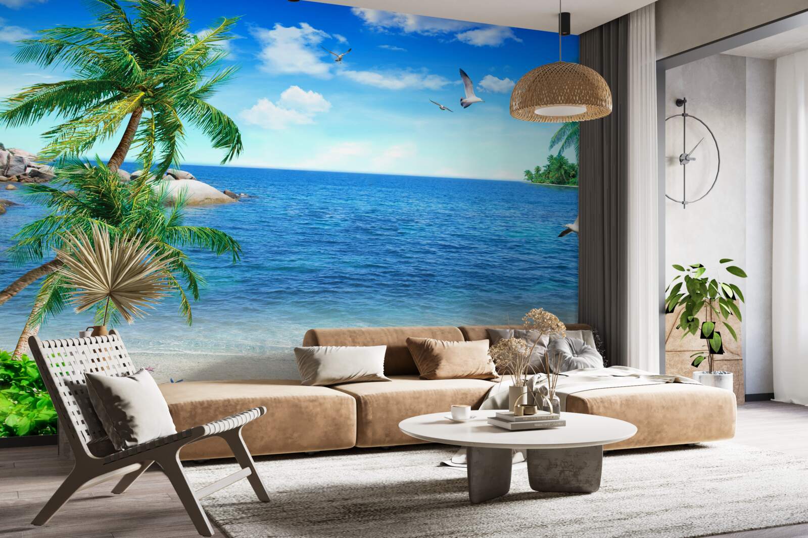 Фотошпалери берегова лінія пальм у тропічному регіоні