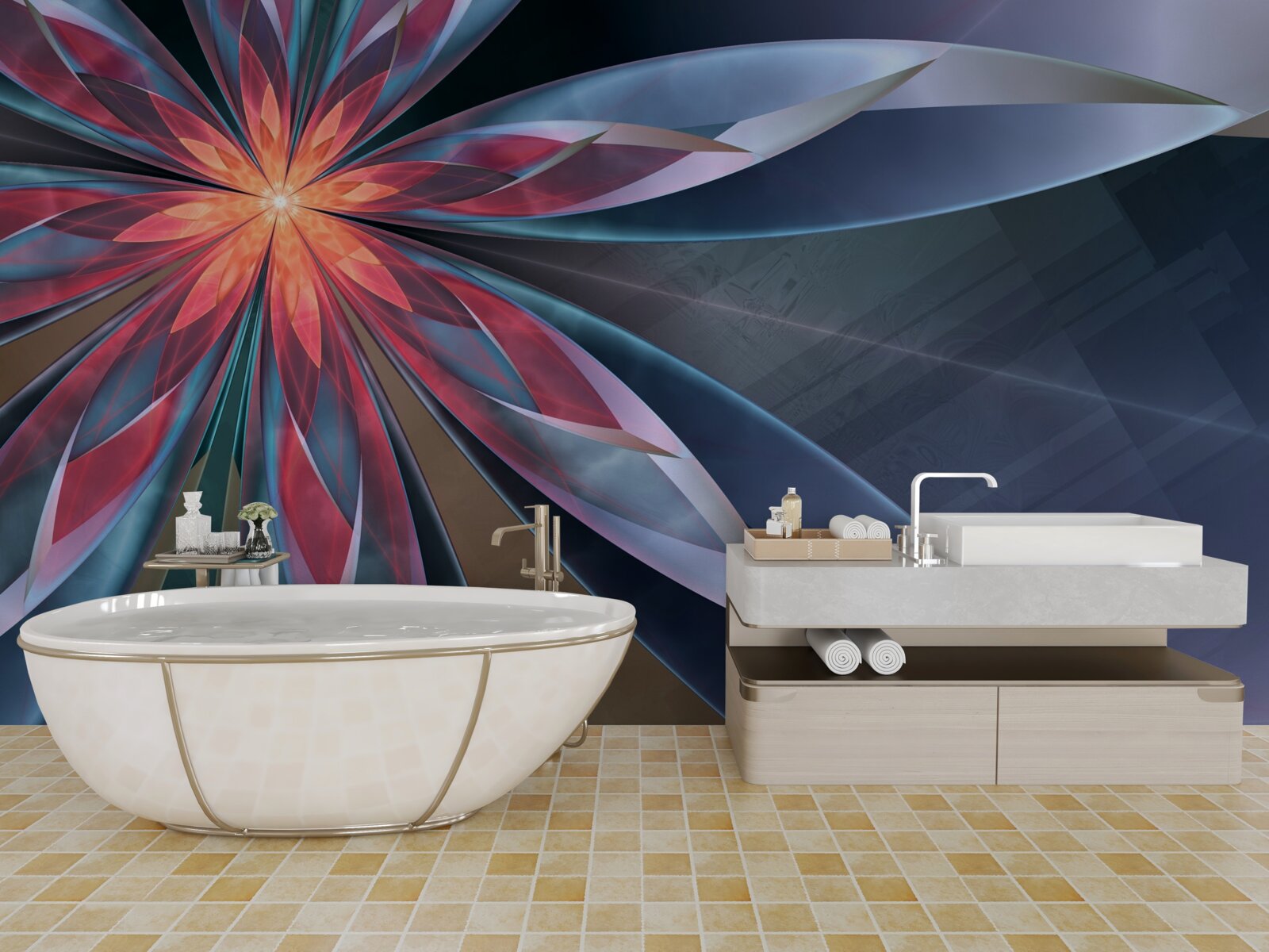 Фотошпалери лотос з червоною серцевиною