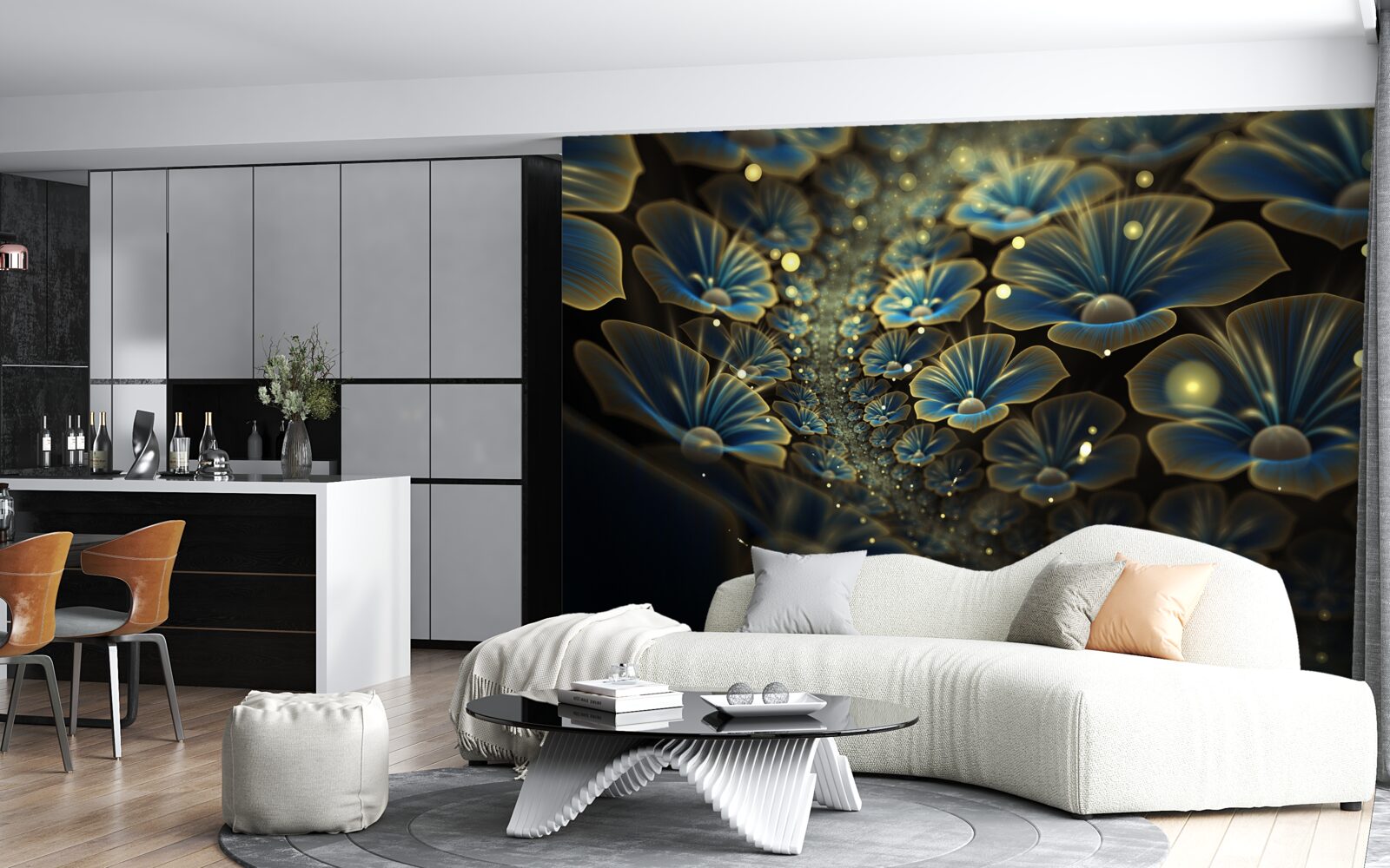 Фотошпалери незвичайні квіти в неоні