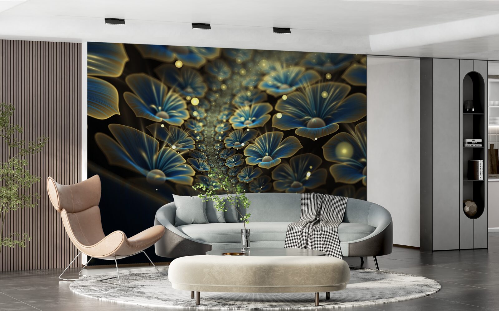 Фотошпалери незвичайні квіти в неоні