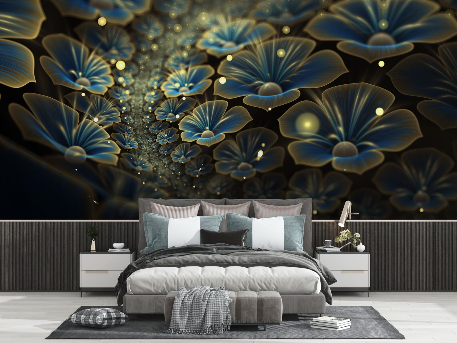 Фотошпалери незвичайні квіти в неоні