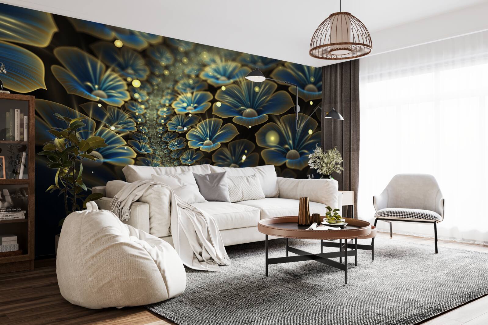 Фотошпалери незвичайні квіти в неоні