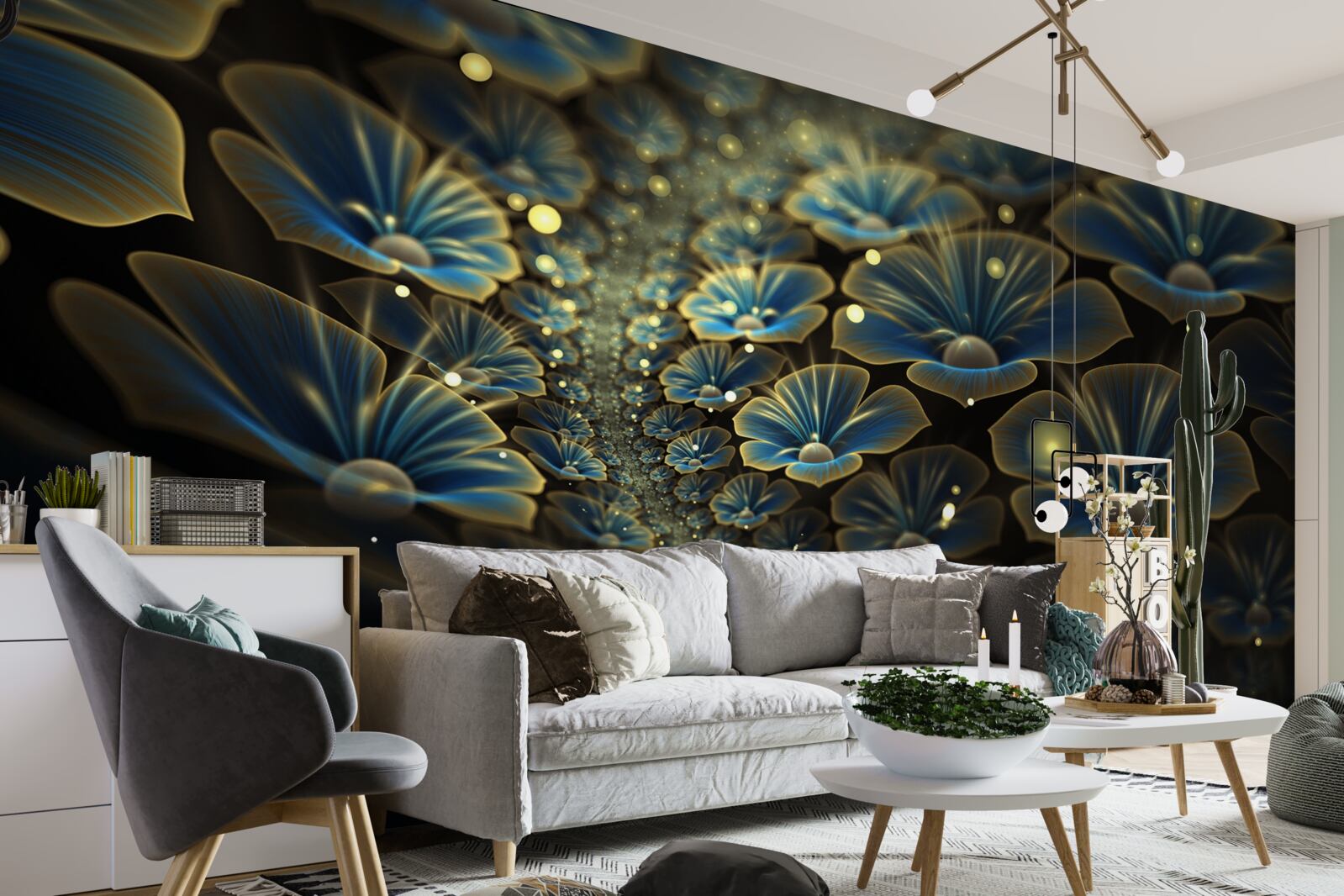 Фотошпалери незвичайні квіти в неоні