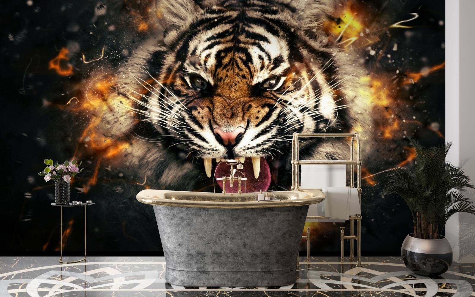 Фотошпалери гучне ревіння тигра