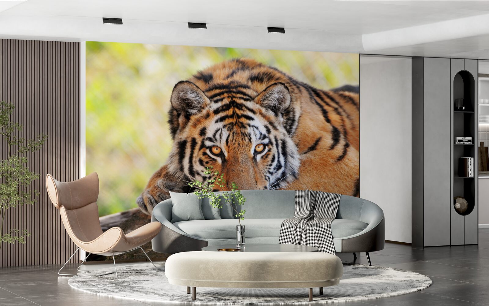 Фотошпалери тигр-хижак потрапив у засідку