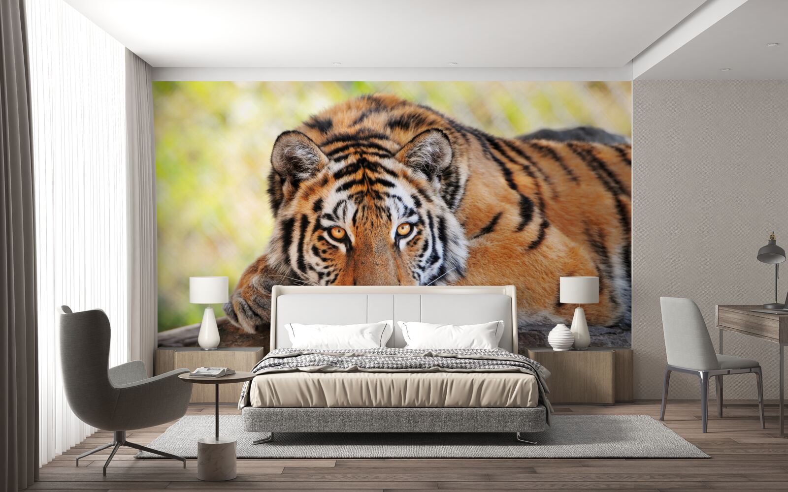 Фотошпалери тигр-хижак потрапив у засідку