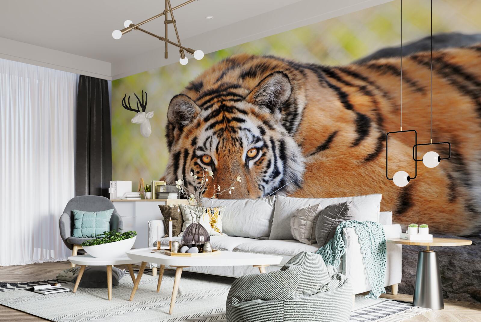 Фотошпалери тигр-хижак потрапив у засідку