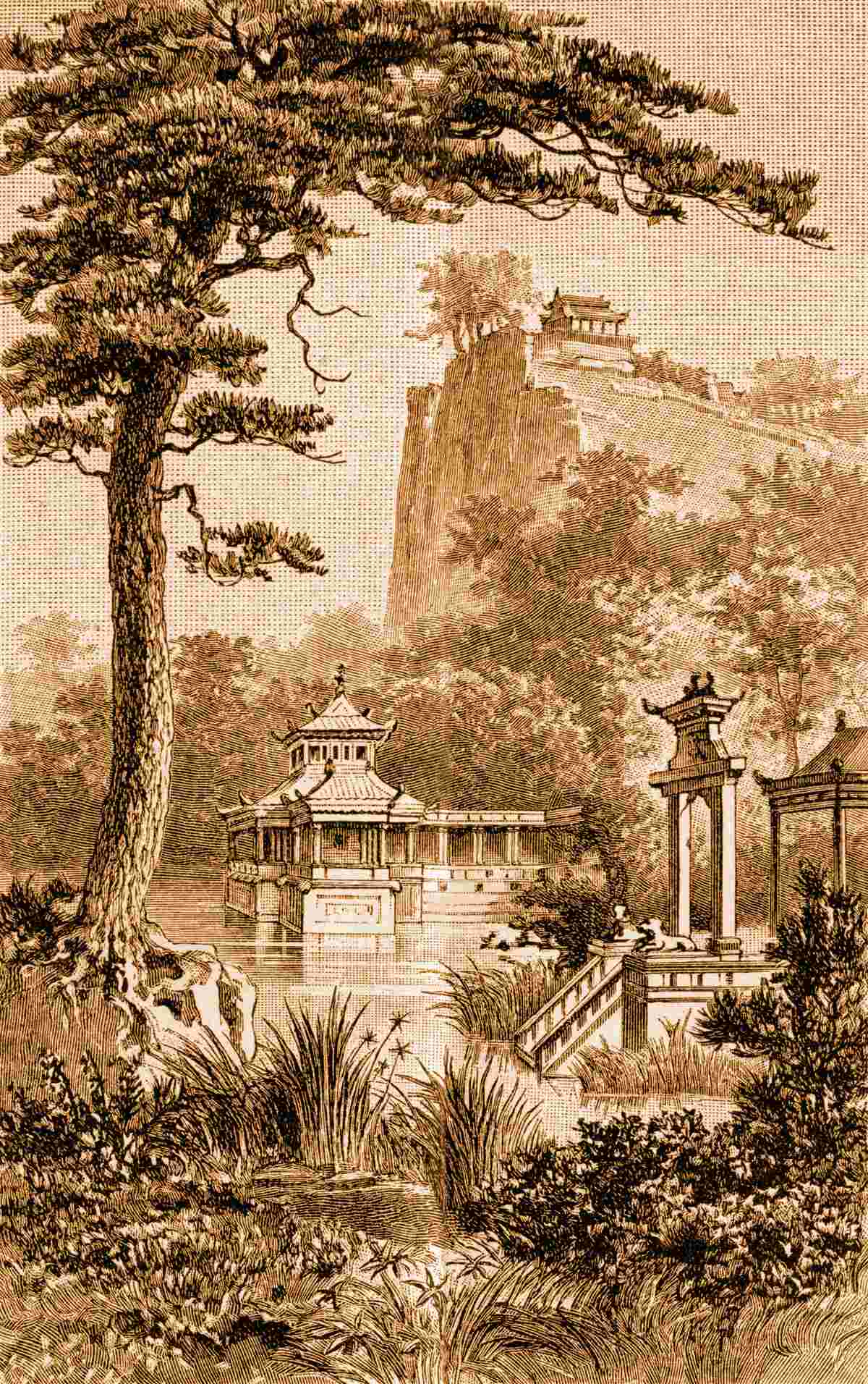 Фотошпалери пишний китайський сад