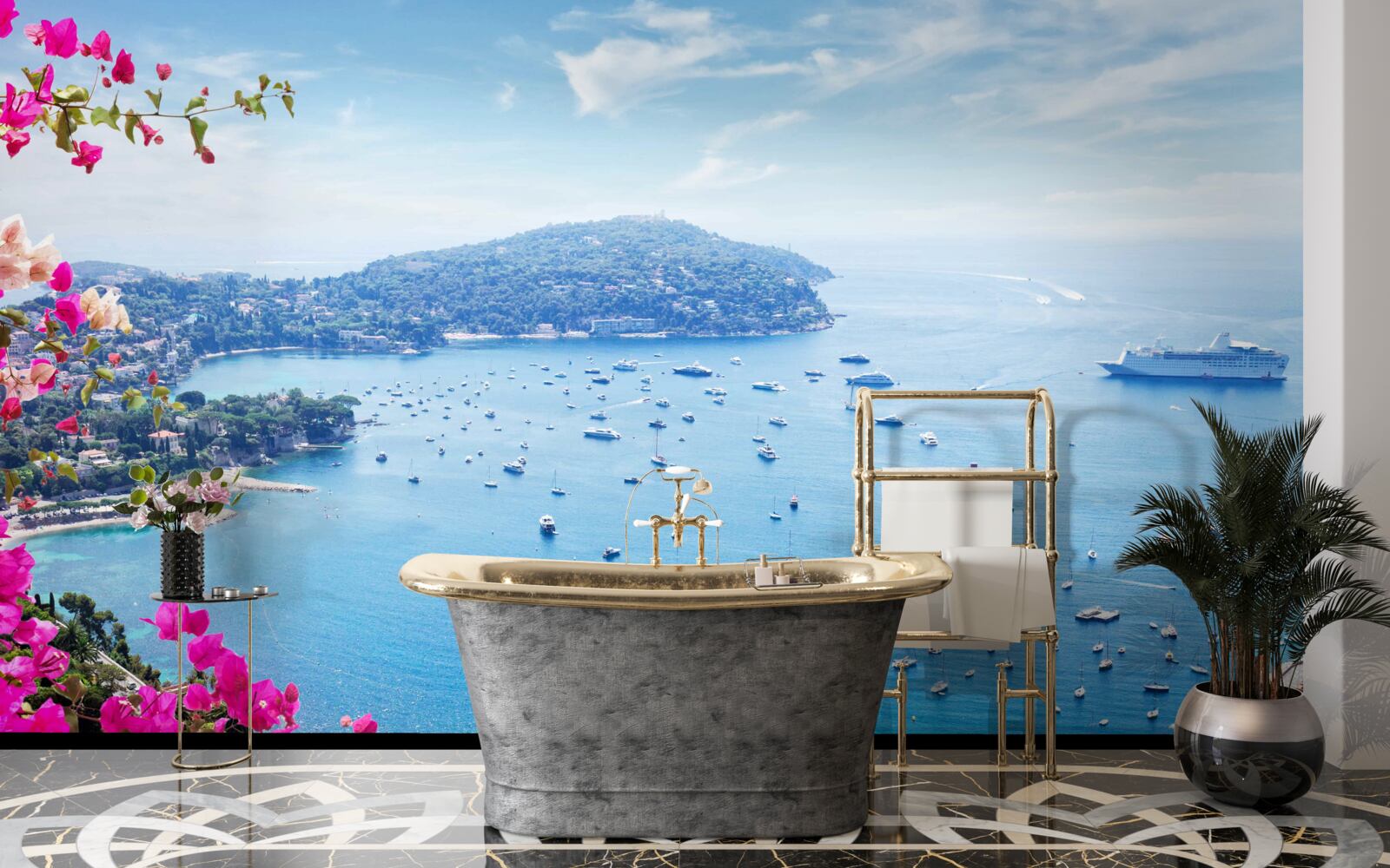 Фотошпалери причал біля сапфірового узбережжя