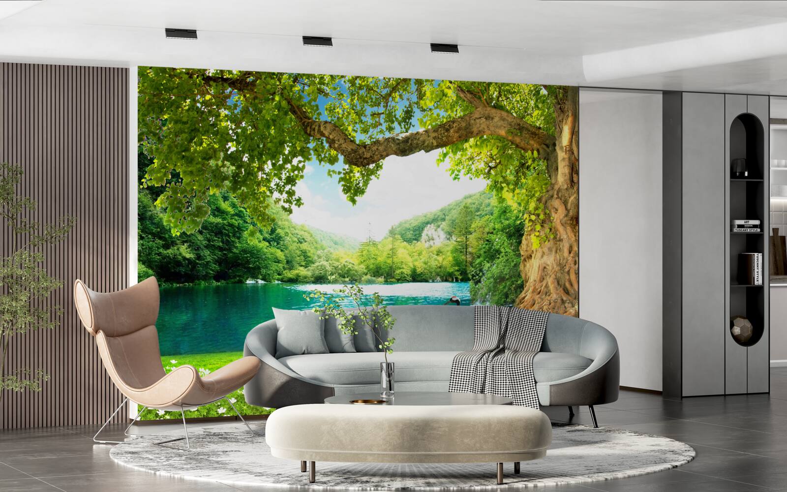 Фотошпалери два журавлі в полі біля ставка