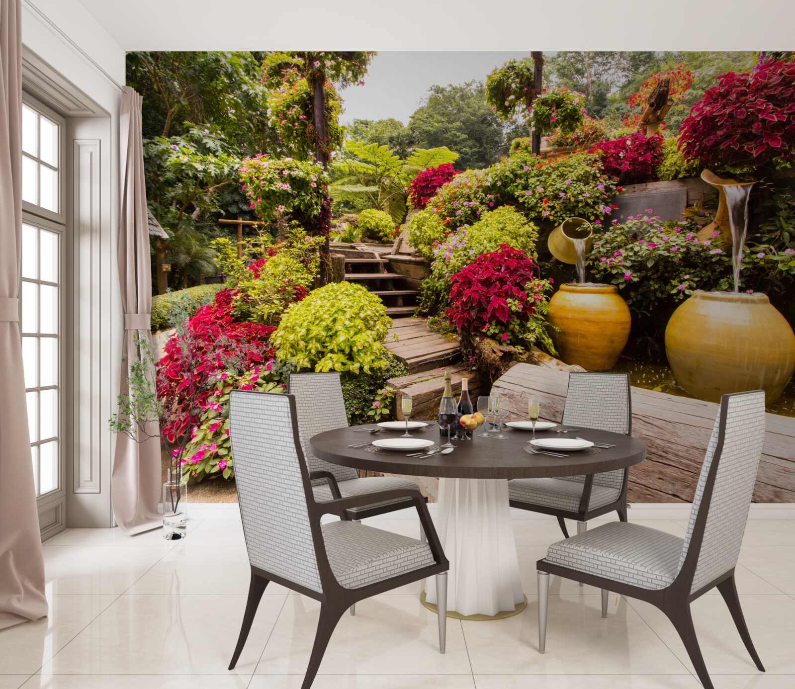 Фотошпалери красу ландшафту, створеного квітами