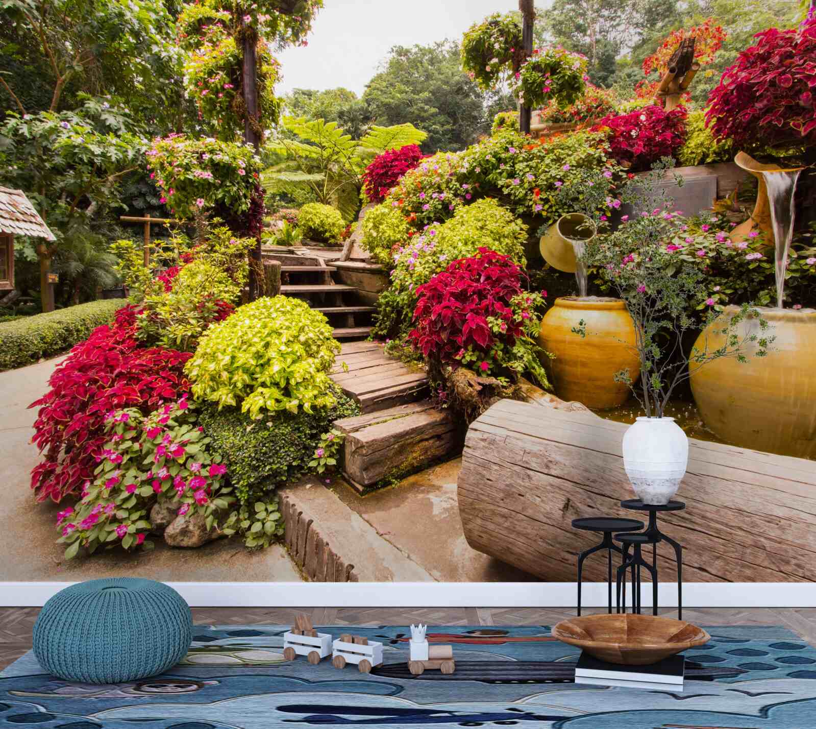 Фотошпалери красу ландшафту, створеного квітами