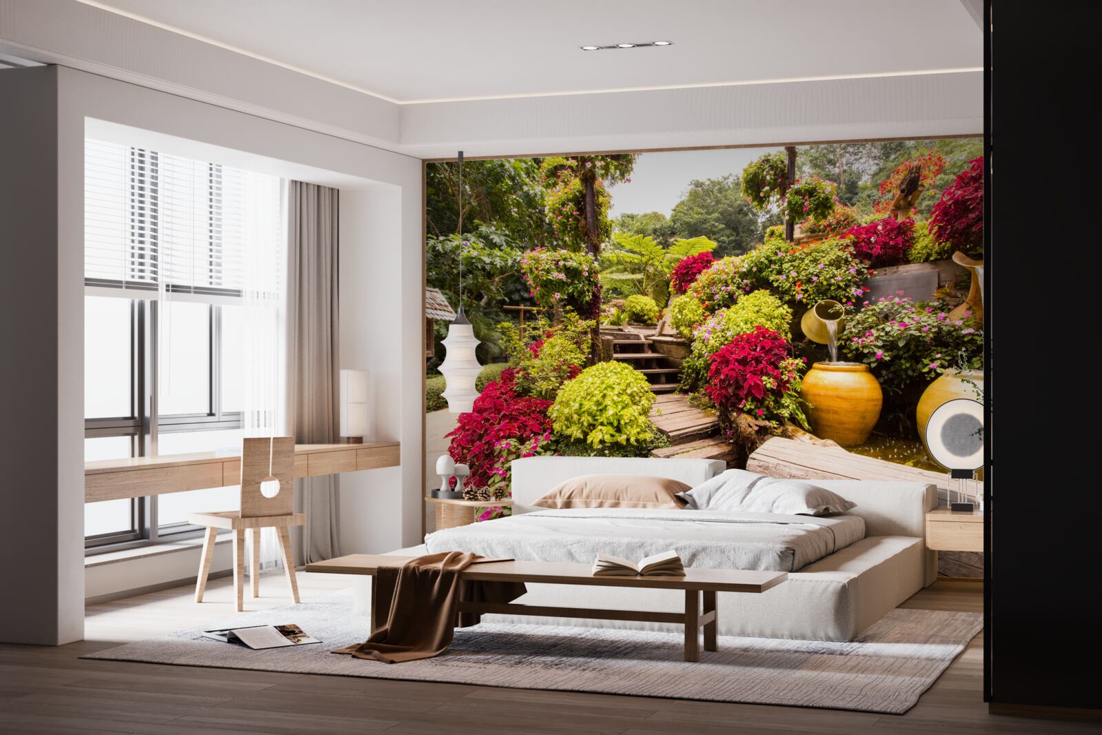 Фотошпалери красу ландшафту, створеного квітами