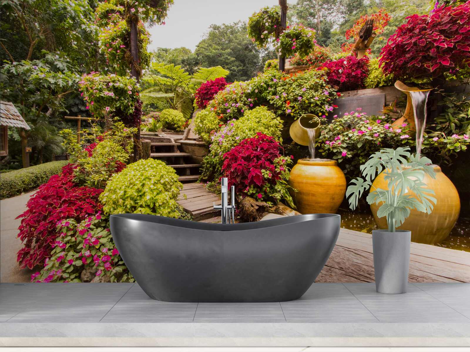 Фотошпалери красу ландшафту, створеного квітами