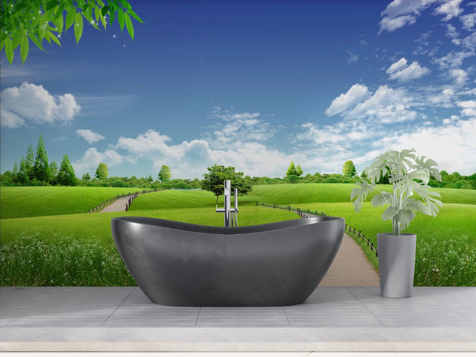 Фотошпалери Стежка між зеленими насадженнями