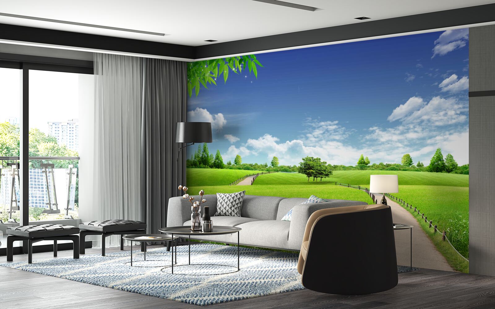 Фотошпалери Стежка між зеленими насадженнями