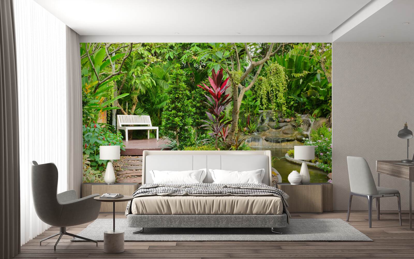 Фотошпалери тропічний рай у лісовій місцевості біля водойми