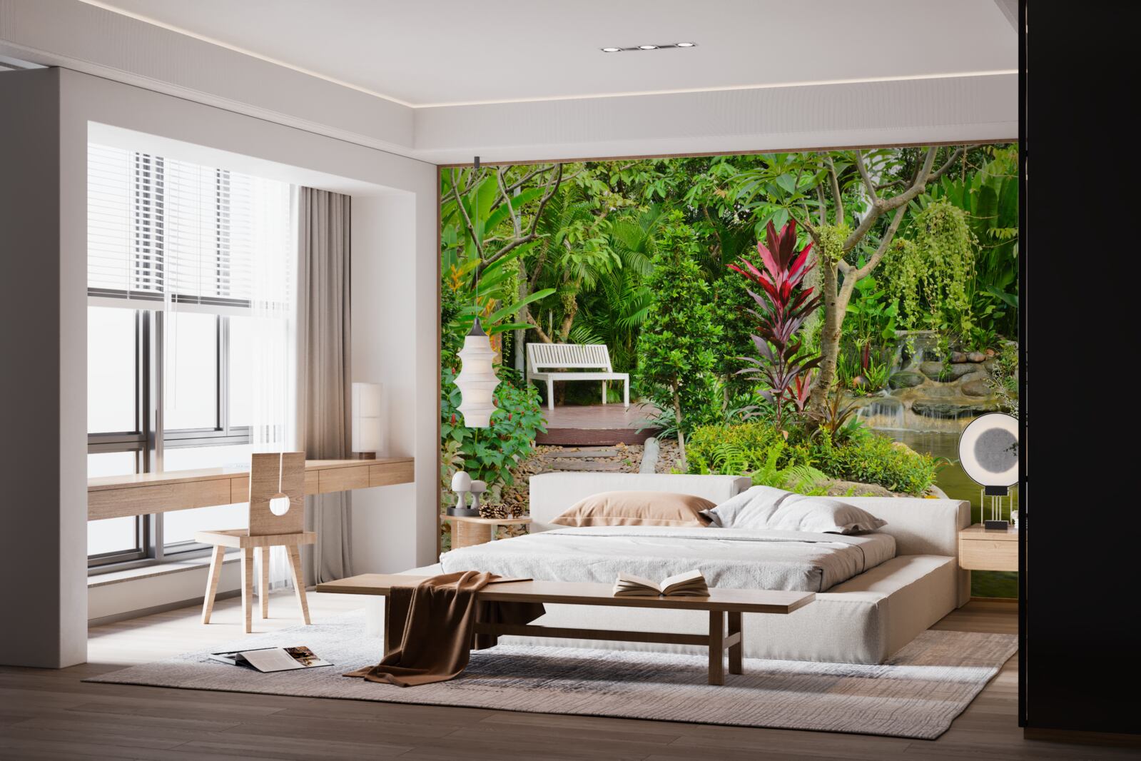 Фотошпалери тропічний рай у лісовій місцевості біля водойми