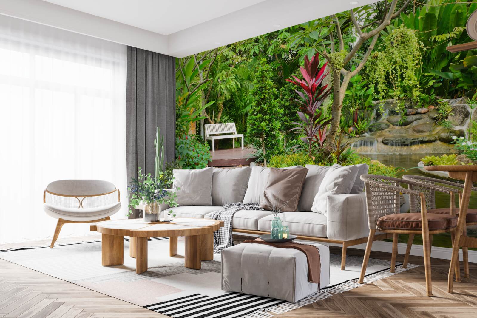 Фотошпалери тропічний рай у лісовій місцевості біля водойми