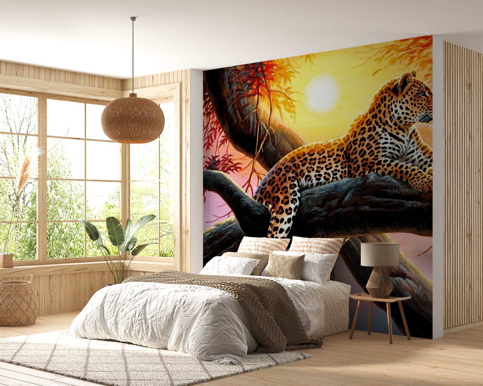 Фотошпалери леопард відпочиває на світанку