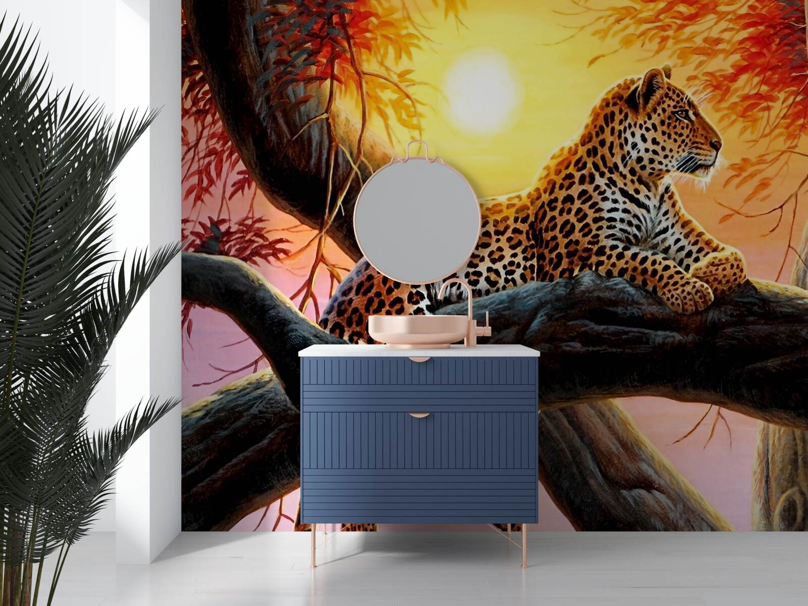 Фотошпалери леопард відпочиває на світанку