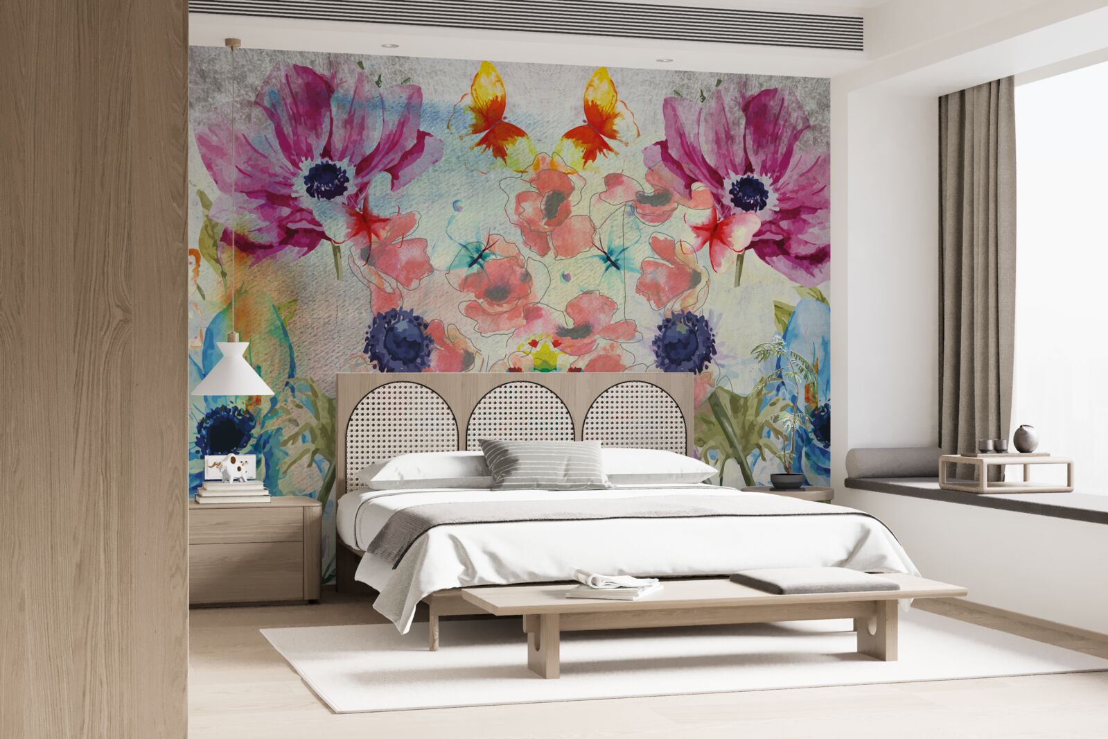 Фотошпалери квіти, намальовані різними відтінками акварелі