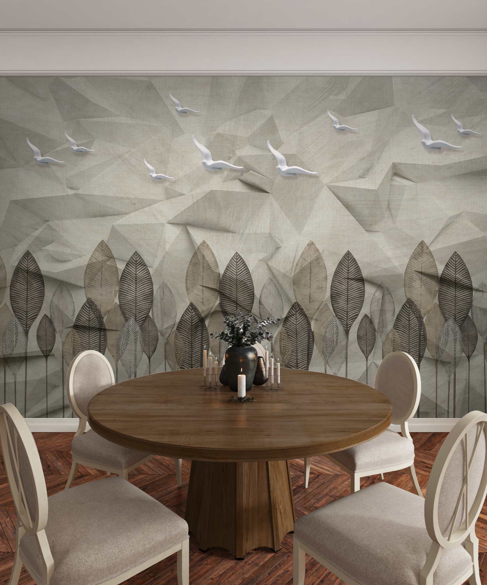 Фотошпалери птахи, які отримують крила, щоб літати, і попелястий ліс