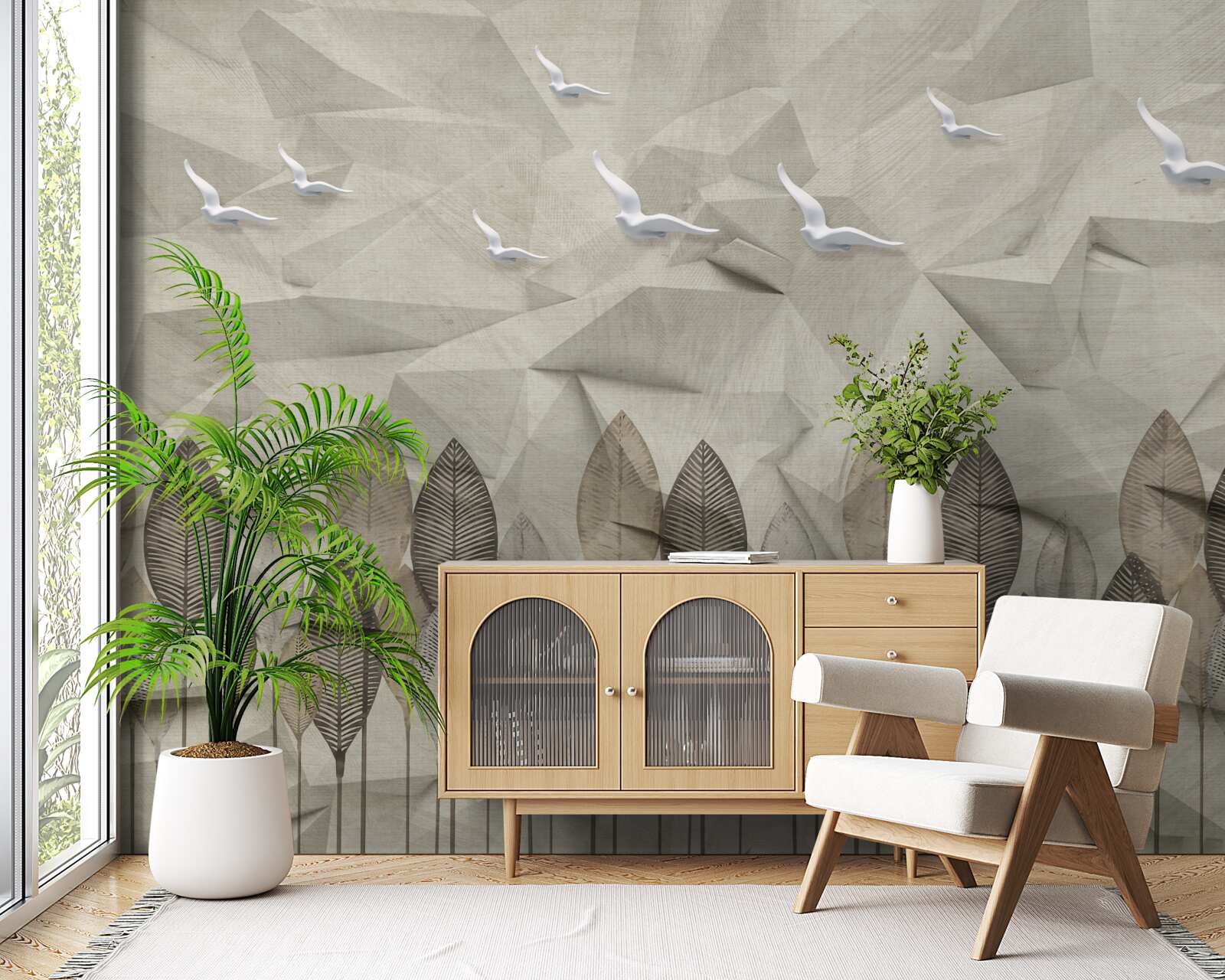 Фотошпалери птахи, які отримують крила, щоб літати, і попелястий ліс