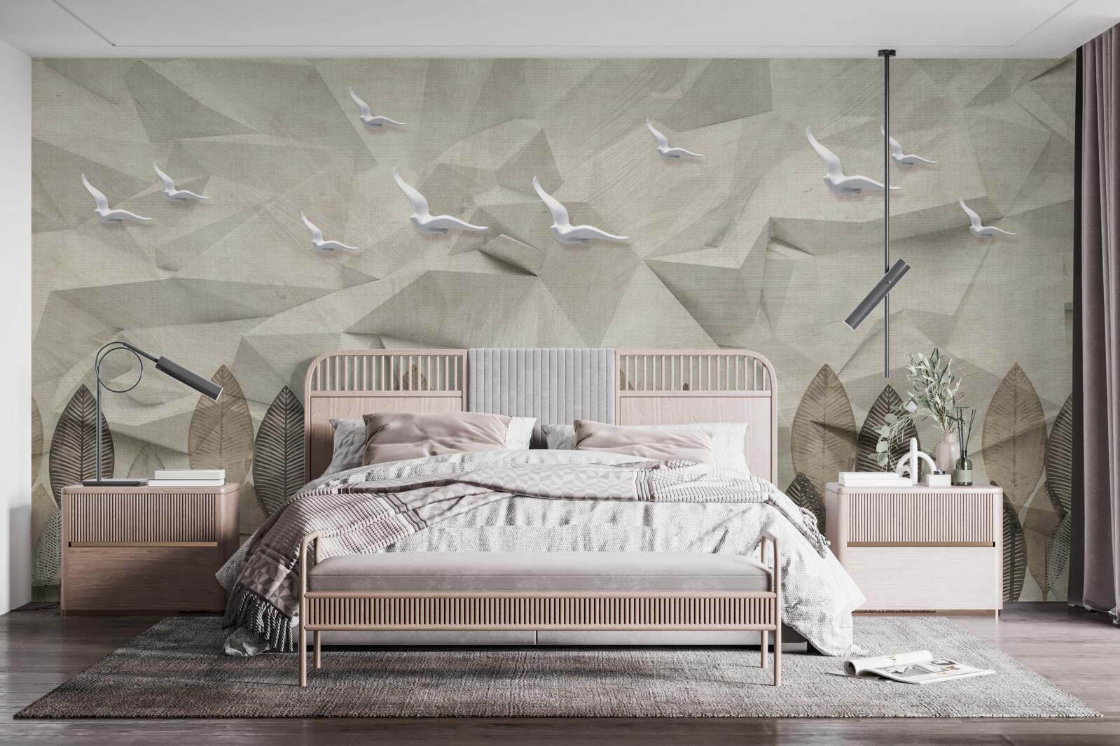 Фотошпалери птахи, які отримують крила, щоб літати, і попелястий ліс